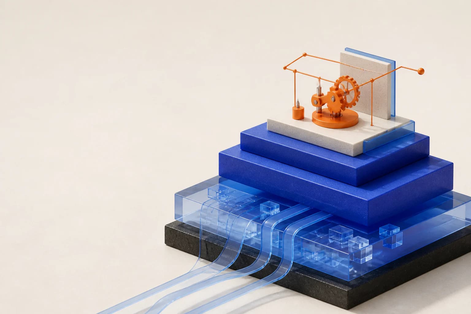 Editorial illustration of a data foundation supporting a mechanism